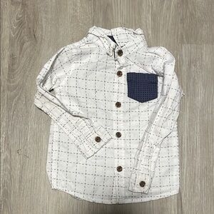 Kids White and Blue Checkered Shirt